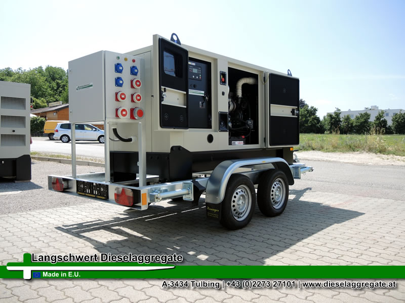 60kVA mobiler Perkins Stromerzeuger mit Anhängerfahgestell für Hauseinspeisung und Feldbetrieb IT/TN-System